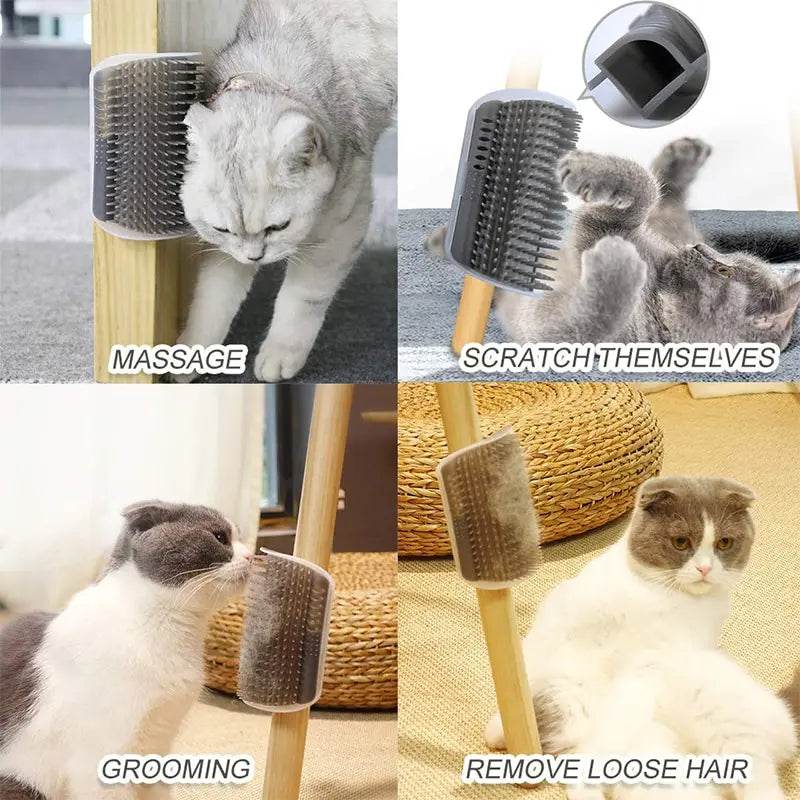 Brosse Masseuse d'Angle pour Chat - Anti-Poils Auto-Toilettage