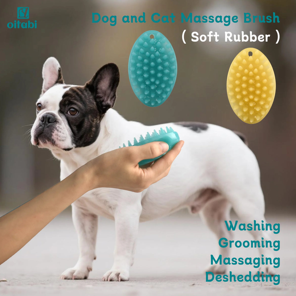 Brosse Massante en Silicone pour Chien et Chat - Toilettage Humide/Sec