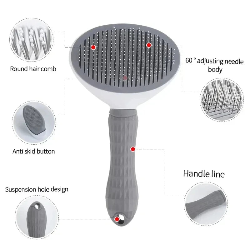 Brosse Démêlante Auto-Nettoyante pour Chien et Chat