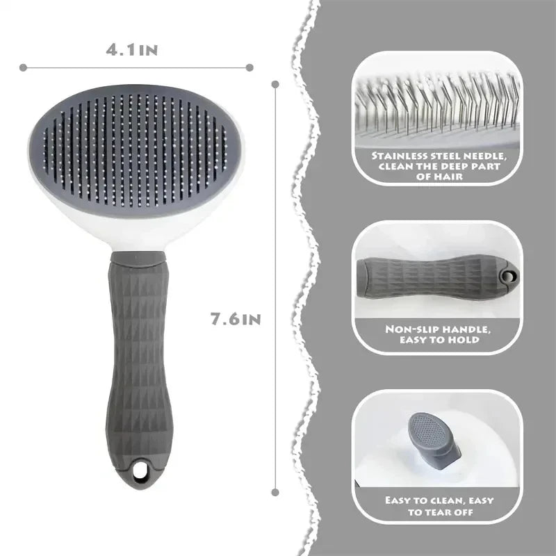 Brosse Démêlante Auto-Nettoyante pour Chien et Chat
