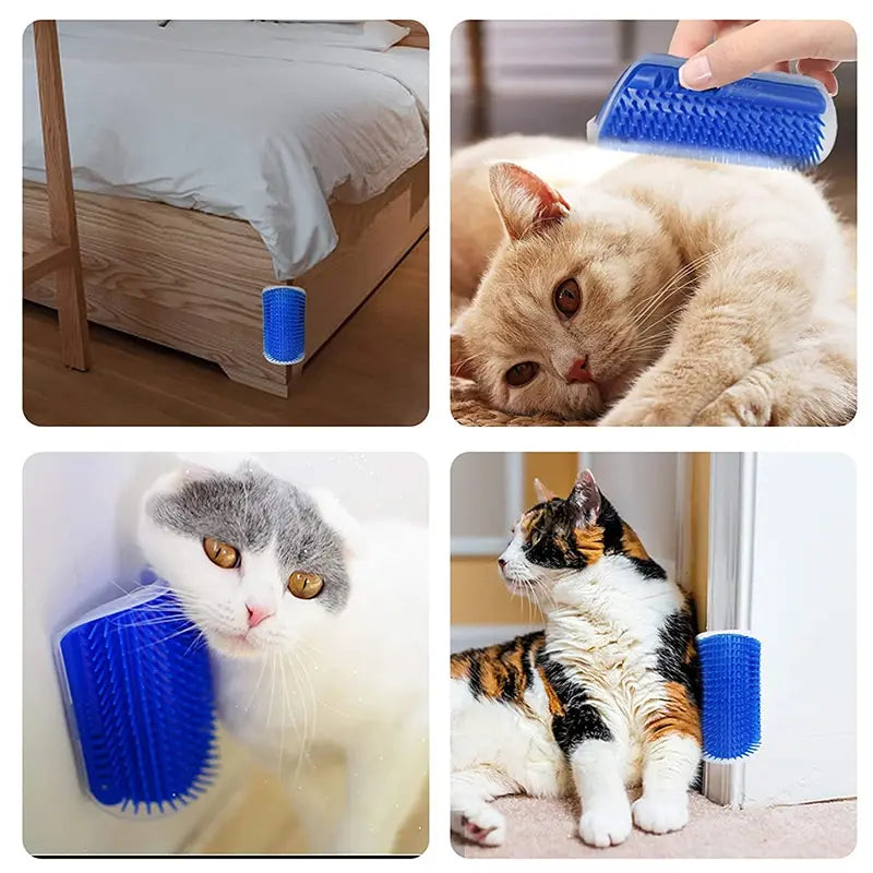 Brosse Masseuse d'Angle pour Chat - Anti-Poils Auto-Toilettage