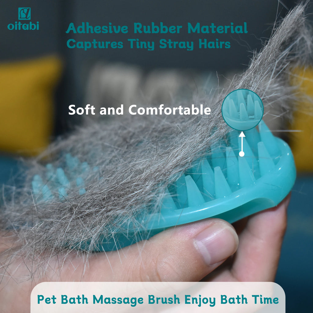 Brosse Massante en Silicone pour Chien et Chat - Toilettage Humide/Sec