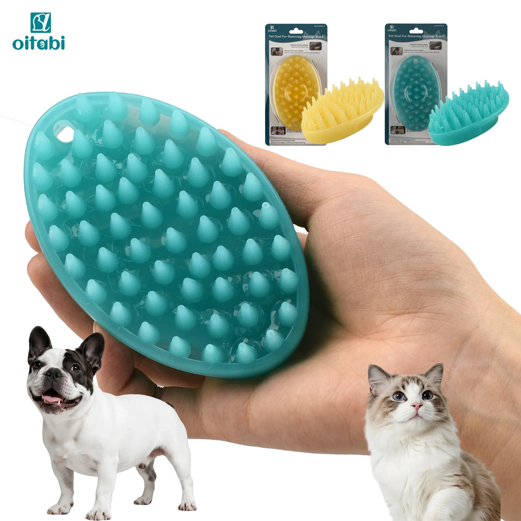Brosse Massante en Silicone pour Chien et Chat - Toilettage Humide/Sec