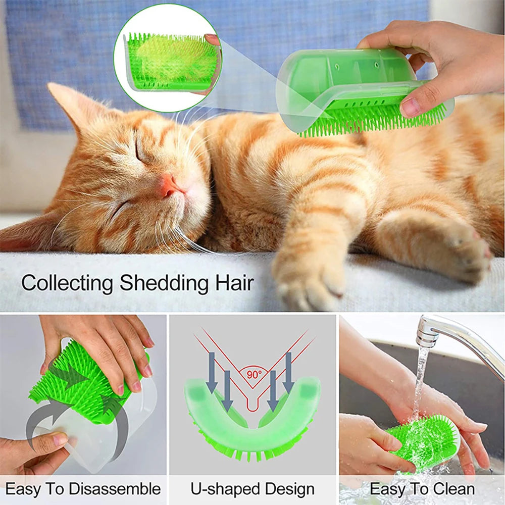 Brosse Masseuse d'Angle pour Chat - Anti-Poils Auto-Toilettage