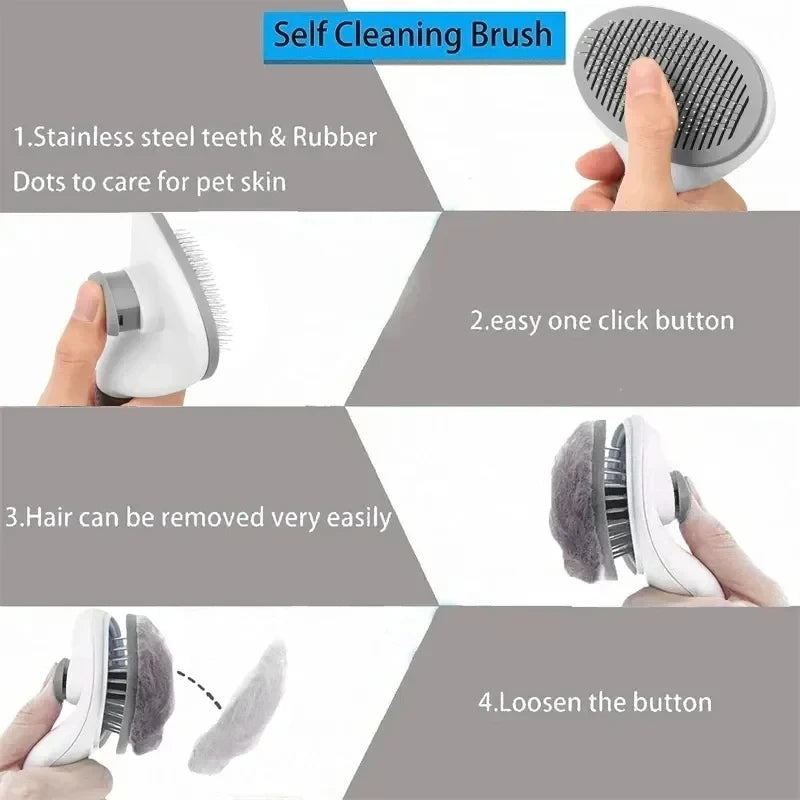 Brosse Démêlante Auto-Nettoyante pour Chien et Chat